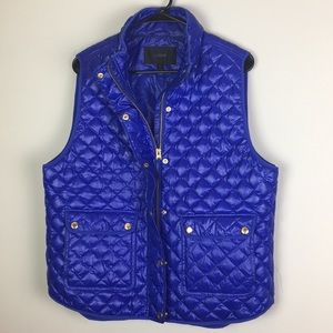J crew Puffer Down filled vest gold button quilted